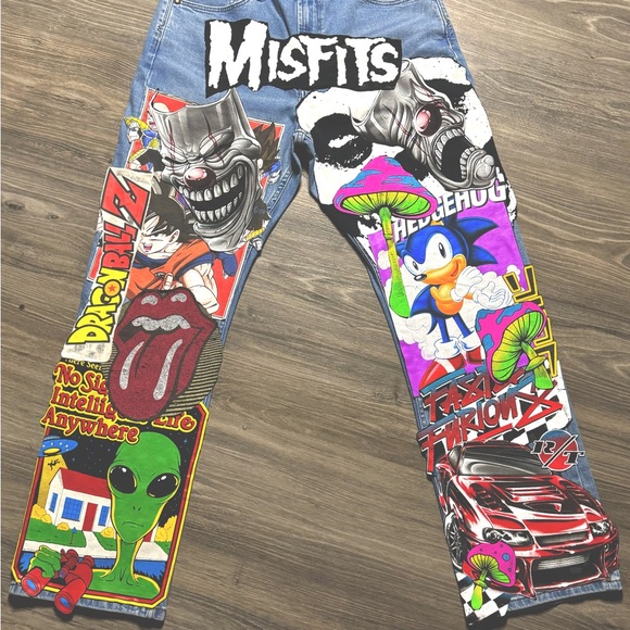 Custom Patchwork Wrangler Jeans - Picture 1 of 2